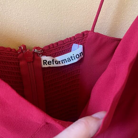 Reformation Kourtney Dress Sexy Date Tie Straps Red Cherry Size 2 - Picture 6 of 12